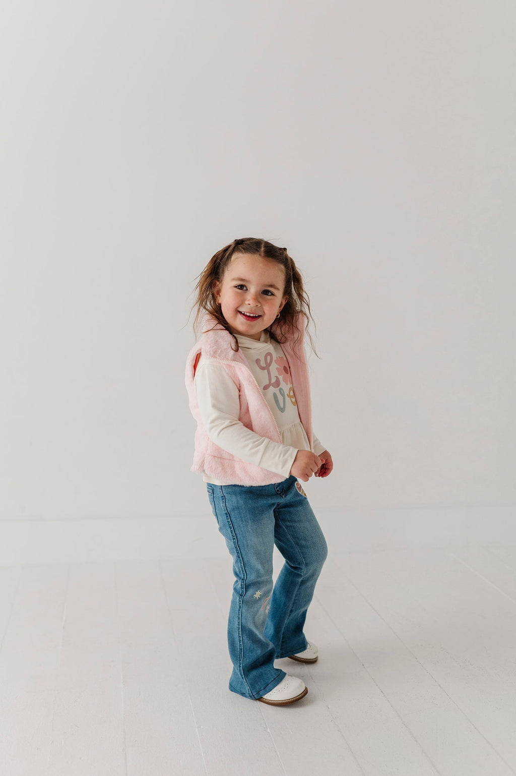 Girls Fur Vest in Light Pink
