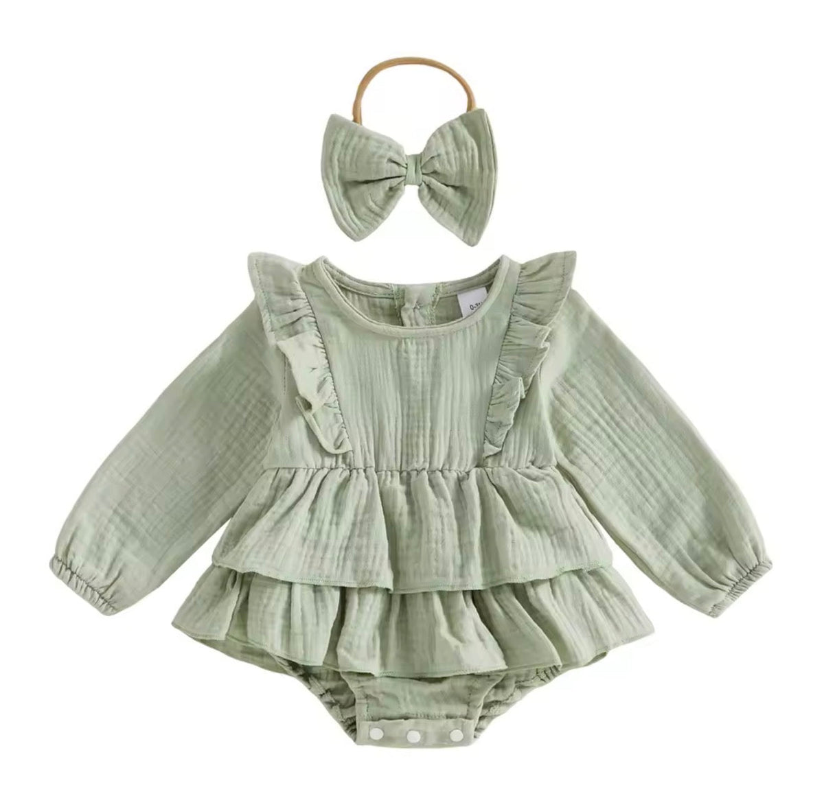 Sage Tiered Muslin Romper