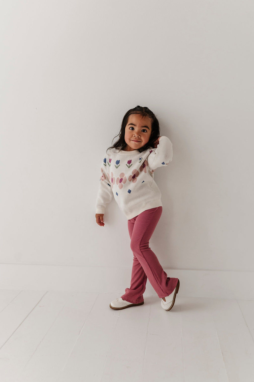 Girls Flare Pants in Mesa Rose