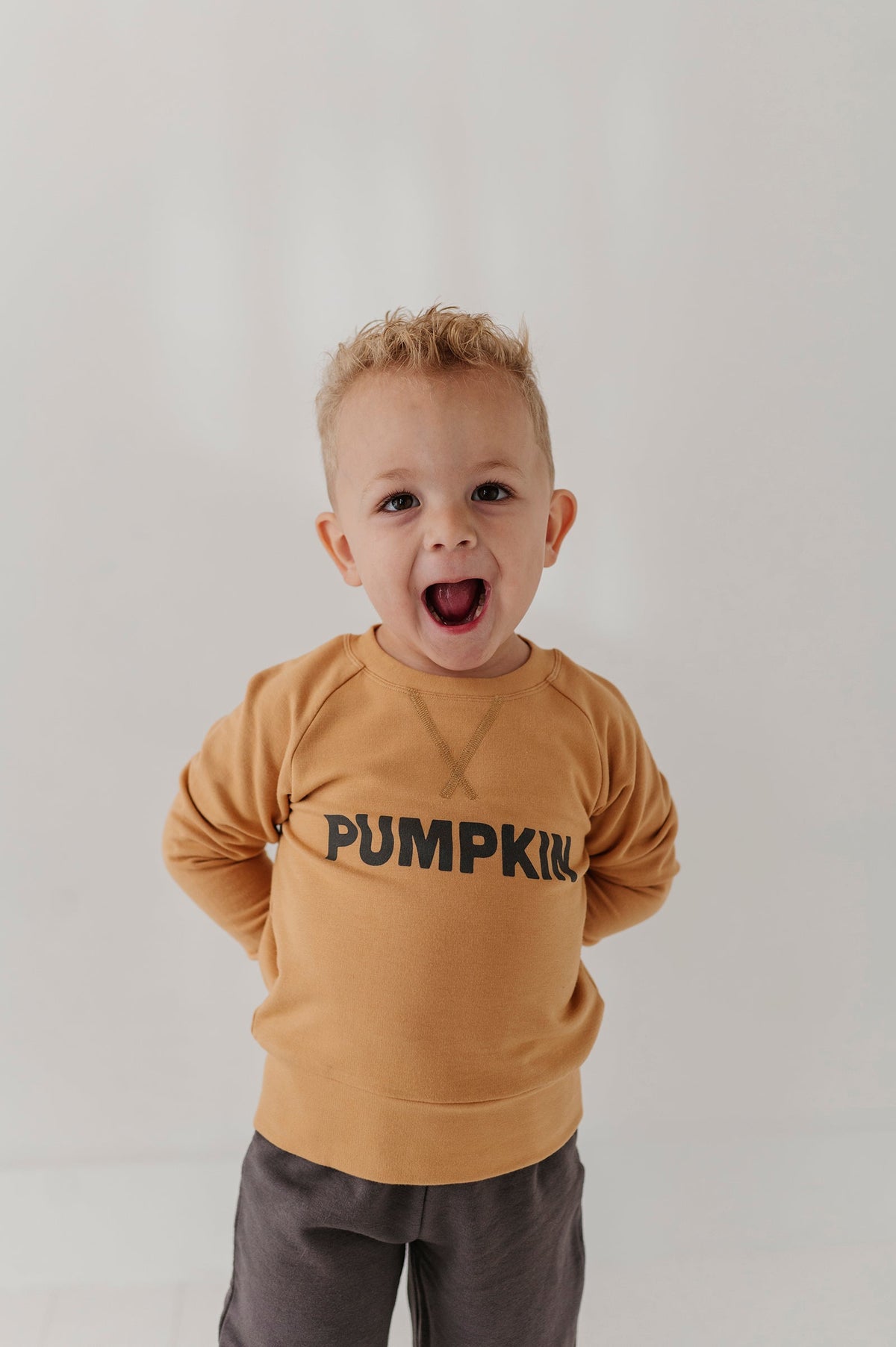 Boys Raglan Sweatshirt in Pumpkin