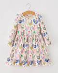 Chicken Print Ruffle Hem Twirl Dress