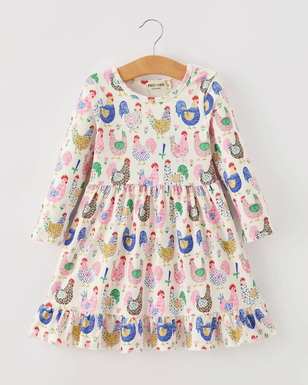 Chicken Print Ruffle Hem Twirl Dress