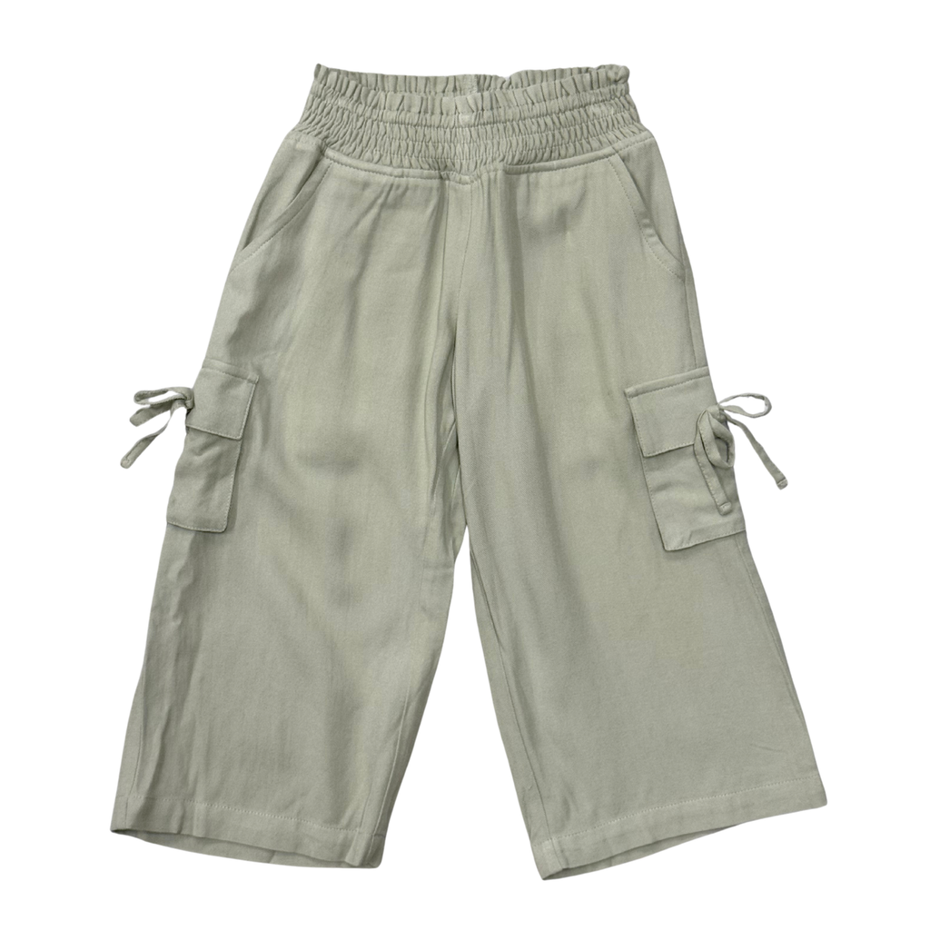 Girls Wide Leg Cargo Pant in Sage