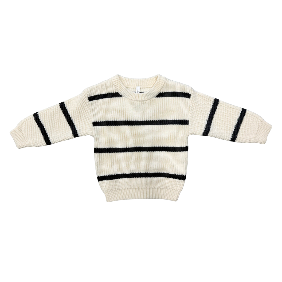 Knit Sweater in Charcoal Cream Stripe