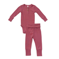 Girls Ribbed Henley Bodysuit Set in Mesa Rose
