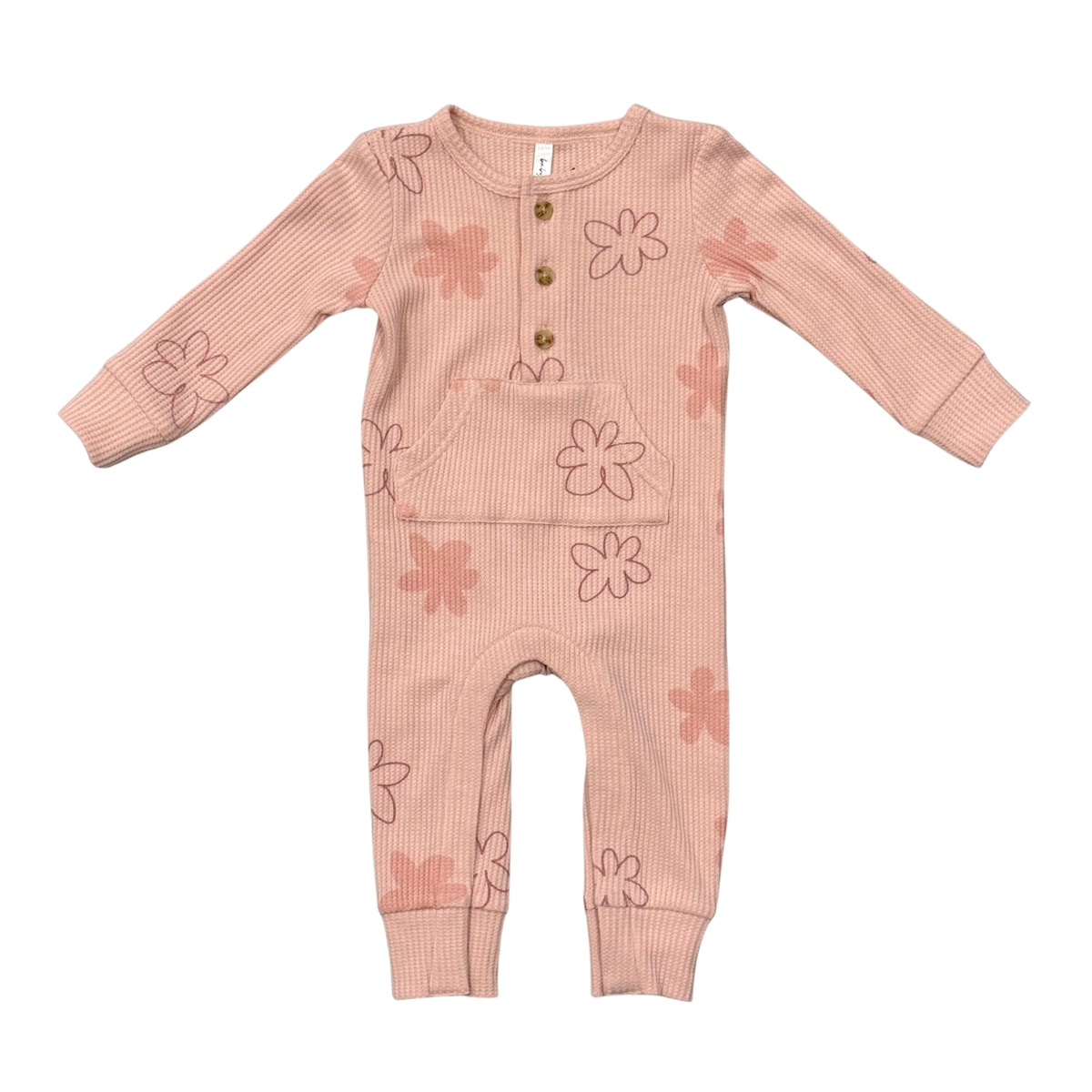 Girls Waffle Romper in Daisy Doodle